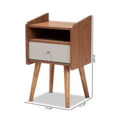 Elario Wood 1 Drawer Nightstand White/Walnut/Brown - Baxton Studio -Outlet Baxton Studio Store GUEST 644a0e93 3921 416a 90ee fcd84739e3b4