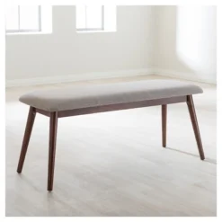 Flora Mid-Century Modern Light Gray Fabric & Oak Medium Brown Finishing Wood Dining Bench - Baxton Studio -Outlet Baxton Studio Store GUEST 644f7dd6 ddba 466f a47f c67c17be2adc