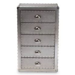 5 Drawer Davet Metal Accent Chest Silver - Baxton Studio -Outlet Baxton Studio Store GUEST 646889bf d034 488d ac1c 7e66a1b9d126