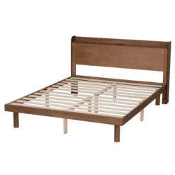 Decker Wood Platform Bed With Charging Station Walnut Brown - Baxton Studio -Outlet Baxton Studio Store GUEST 64715b2f 83a8 4cdd aa75 a36156f9e7bb