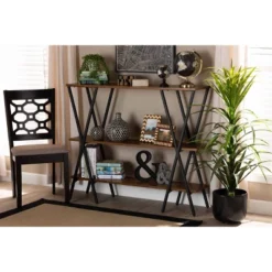 Norton Rustic And Industrial Wood And Black Metal Console Table Walnut Brown - Baxton Studio -Outlet Baxton Studio Store GUEST 64fa58a7 d4fb 488b a98c 27d6b7bbf0e5