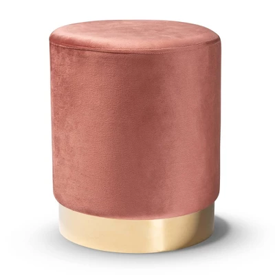 Chaela Velvet Metal Ottoman - Baxton Studio 9 Chaela Velvet Metal Ottoman - Baxton Studio - Image 9