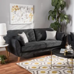 Miranda Mid-Century Modern Fabric Upholstered Sofa Dark Gray - Baxton Studio -Outlet Baxton Studio Store GUEST 66193c4c 26e8 4f5a af99 b77af57ef15a