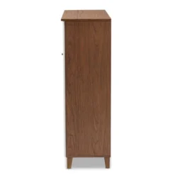 Coolidge 11 Shelf Wood Shoe Cabinet With Drawer White/Walnut - Baxton Studio -Outlet Baxton Studio Store GUEST 662bbc0d d9de 4764 ba12 a09b17a892a4