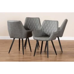 4pc Astrid Leather Upholstered Metal Dining Chairs - Baxton Studio -Outlet Baxton Studio Store GUEST 6744002b 5989 43ce ab77 15f7c6ea522e