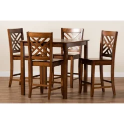 5pc Caron Wood Pub Dining Set Walnut Brown - Baxton Studio -Outlet Baxton Studio Store GUEST 681b3c39 ed16 46f2 bd48 1545d0e25e90