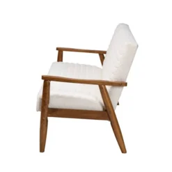 Stratton Boucle Fabric And Wood Sofa White/Walnut Brown - Baxton Studio -Outlet Baxton Studio Store GUEST 6837778e 3ab3 417d 93ec a7271f161d9e