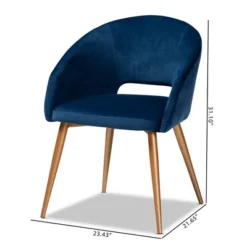 Vianne Velvet Upholstered Metal Dining Chair Navy Blue/Gold - Baxton Studio -Outlet Baxton Studio Store GUEST 686a7809 8b06 48be b69e b148aa65a284