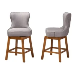 2pc Gradisca Wood Swivel Counter Stool Set Gray/Walnut Brown - Baxton Studio -Outlet Baxton Studio Store GUEST 691a1aad 7739 4be7 af24 9f8e9f0e463b