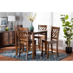 5pc Caron Wood Pub Dining Set Walnut Brown - Baxton Studio -Outlet Baxton Studio Store GUEST 694a4195 825f 485f a3aa ed8a40a47e8d