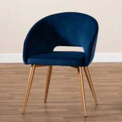 Vianne Velvet Upholstered Metal Dining Chair Navy Blue/Gold - Baxton Studio -Outlet Baxton Studio Store GUEST 69a84d4a 8454 4c20 9a8e 5602203d9ff5