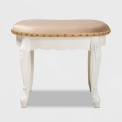 Gabrielle Velvet Fabric Upholstered Wood Vanity Ottoman Sand/White/Gold - Baxton Studio 9 Gabrielle Velvet Fabric Upholstered Wood Vanity Ottoman Sand/White/Gold - Baxton Studio -Outlet Baxton Studio Store GUEST 6a12d3ab f608 48f5 8781 dda0c680ab80