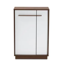 Mette Walnut Finished Wood Shoe Cabinet White - Baxton Studio -Outlet Baxton Studio Store GUEST 6a1507d9 f5be 4a9a a728 a425dca96f2f