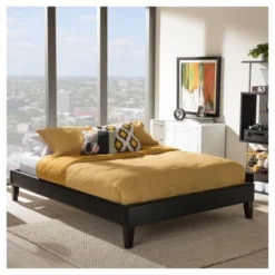 Lancashire Modern And Contemporary Faux Leather Upholstered Bed Frame With Tapered Legs - Baxton Studio -Outlet Baxton Studio Store GUEST 6a531abb 1182 42c4 9374 f86f6702a504
