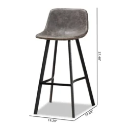 Set Of 2 Tani Faux Leather Upholstered Metal Barstools Gray/Black - Baxton Studio -Outlet Baxton Studio Store GUEST 6adf0423 acb9 471e a28d 11638850aabe