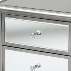 Leonie Wood And Mirrored Glass 2 Drawer Nightstand Silver - Baxton Studio -Outlet Baxton Studio Store GUEST 6b205289 150b 4d12 83d0 2deccc71e2e1