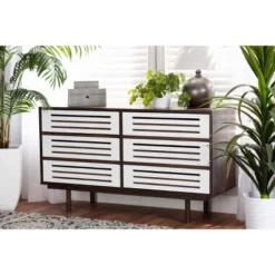 6 Drawer Wood Dresser And Meike Two-Tone Walnut/White - Baxton Studio -Outlet Baxton Studio Store GUEST 6b6ae715 5fd6 4c29 a24e 55ca8686ece7