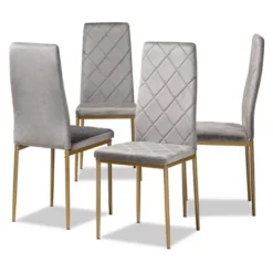 4pc Blaise Velvet Fabric Upholstered And Metal Dining Chair Set - Baxton Studio -Outlet Baxton Studio Store GUEST 6baa4976 f182 4e56 b68d 4fd2cb459932