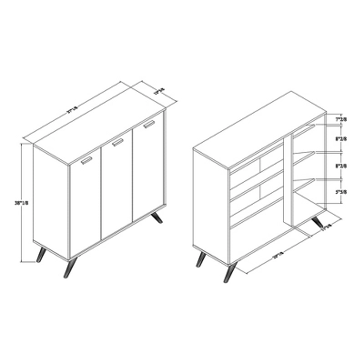 Kelson Wood 3 Door Cabinet Dark Gray/Gold - Baxton Studio 8 Kelson Wood 3 Door Cabinet Dark Gray/Gold - Baxton Studio - Image 8