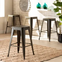 4pc Horton Gunmetal Metal Stackable Counter Stool Set Gray - Baxton Studio -Outlet Baxton Studio Store GUEST 6bd1dc31 725d 4505 a877 03f599e77592