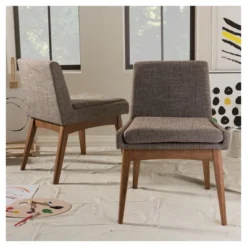 Set Of 2 Nexus Mid - Century Modern Wood Finishing And Fabric Upholstered Dining Side Chair Gravel/Walnut Brown - Baxton Studio -Outlet Baxton Studio Store GUEST 6bdbcadd 335c 444c a76e 6c42d6ee167d