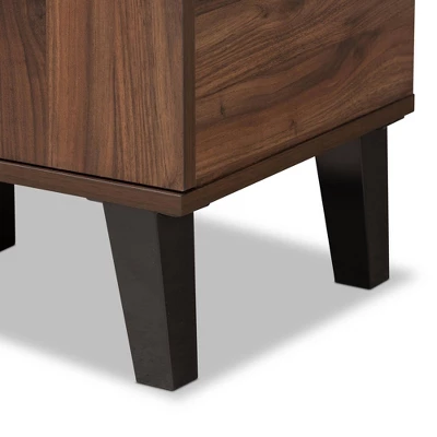 Idina Mid-Century Wood 1 Door Shoe Cabinet Dark Brown/Gray - Baxton Studio 5 Idina Mid-Century Wood 1 Door Shoe Cabinet Dark Brown/Gray - Baxton Studio - Image 5