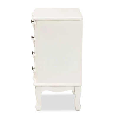 Callen Wood 4 Drawer Nightstand White - Baxton Studio 4 Callen Wood 4 Drawer Nightstand White - Baxton Studio - Image 4