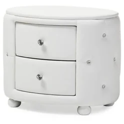 Davina Hollywood Glamour Style Oval 2 - Drawer Faux Leather Upholstered Nightstand - Baxton Studio -Outlet Baxton Studio Store GUEST 6d1c9000 e50c 4fd5 a60d 9dc69267c0a3