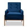Perris Mid-Century Modern Velvet Fabric Upholstered Wood Lounge Chair - Baxton Studio