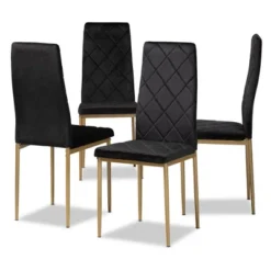 4pc Blaise Velvet Fabric Upholstered And Metal Dining Chair Set - Baxton Studio -Outlet Baxton Studio Store GUEST 6d795959 77f3 41da 857c a37cca34b93f