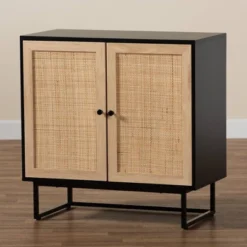 Declan Wood And Natural Rattan 2 Door Storage Cabinet Espresso Brown/Black - Baxton Studio -Outlet Baxton Studio Store GUEST 6e2ff853 f85d 47ff 835a a8b1345e94fc
