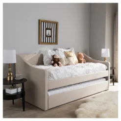 Twin Barnstorm Modern And Contemporary Fabric Upholstered Daybed With Guest Trundle Bed - Baxton Studio -Outlet Baxton Studio Store GUEST 6e3226b4 7ae2 499a 8745 1b825d2e4c73