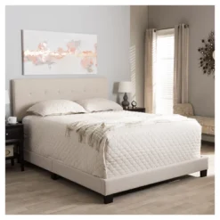 Brookfield Modern And Contemporary Fabric Upholstered Grid - Tufting Bed - Queen - Baxton Studio -Outlet Baxton Studio Store GUEST 6f4f0bc3 d601 46a3 83b7 54f085390e58 2