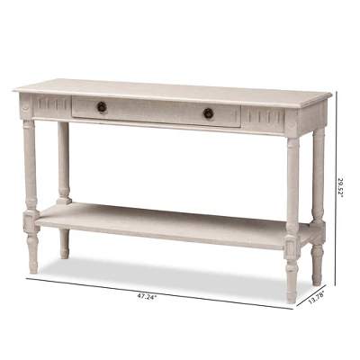 Ariella Whitewashed 1 Drawer Console Table White - Baxton Studio 9 Ariella Whitewashed 1 Drawer Console Table White - Baxton Studio - Image 9