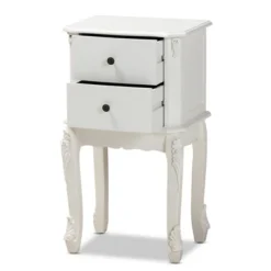 2 Drawer Sophia Wood Nightstand White - Baxton Studio