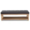 Linda Linen Fabric Upholstered Washed Wood Storage Bench - Baxton Studio