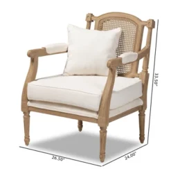 Clemence Upholstered Whitewashed Wood Accent Chair Ivory/Oak - Baxton Studio 12 Clemence Upholstered Whitewashed Wood Accent Chair Ivory/Oak - Baxton Studio -Outlet Baxton Studio Store GUEST 6fecbaac e8bd 43c5 b215 7897d5863042