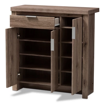 Laverne Modern And Contemporary Oak Finished Shoe Cabinet Brown - Baxton Studio 1 Laverne Modern And Contemporary Oak Finished Shoe Cabinet Brown - Baxton Studio