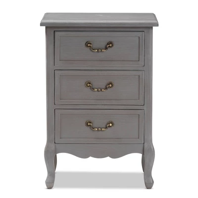 3 Drawer Capucine Finished Wood Nightstand Gray - Baxton Studio 8 3 Drawer Capucine Finished Wood Nightstand Gray - Baxton Studio - Image 8