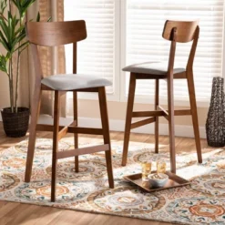 2pc Cameron Wood Counter Height Barstools Gray/Walnut/Brown - Baxton Studio -Outlet Baxton Studio Store GUEST 70664dff e934 4144 acd4 81b2ffb3e3d7
