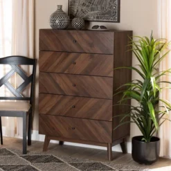Hartman Wood 5 Drawer Storage Chest Walnut Brown - Baxton Studio -Outlet Baxton Studio Store GUEST 70bcb16c 8038 4376 99d8 709a7ea9bd74