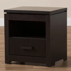 Bienna Modern And Contemporary Finished 1 Drawer Nightstand Dark Brown - Baxton Studio -Outlet Baxton Studio Store GUEST 70d080f9 3985 4fa3 8b98 49887f5a61b6