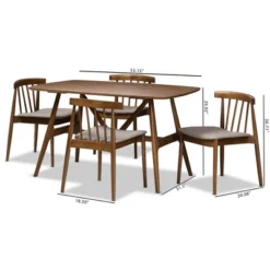5pc Wyatt Midcentury Modern Walnut Wood Dining Set Beige/Brown - Baxton Studio -Outlet Baxton Studio Store GUEST 70d31893 4b7e 44ea 8caf 409763495337