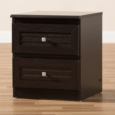 Carine Modern And Contemporary Finished 2 Drawer Nightstand Dark Brown - Baxton Studio 7 Carine Modern And Contemporary Finished 2 Drawer Nightstand Dark Brown - Baxton Studio - Image 7