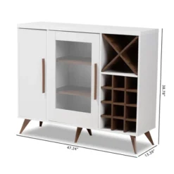 Baxton Studio Pietro Finished Wine Cabinet White/Brown - BaxtonStudio -Outlet Baxton Studio Store GUEST 7122868c 10bf 4bf3 b2f6 e1132b355489