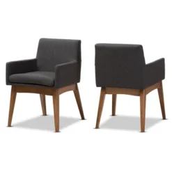 Set Of 2 Nexus Mid Century Modern Walnut Wood Fabric Upholstered Dining Armchair - Baxton Studio -Outlet Baxton Studio Store GUEST 712b4196 bc1c 4749 92be ad45aa70a5d3