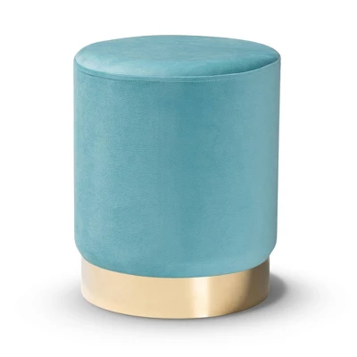 Chaela Velvet Metal Ottoman - Baxton Studio 8 Chaela Velvet Metal Ottoman - Baxton Studio - Image 8