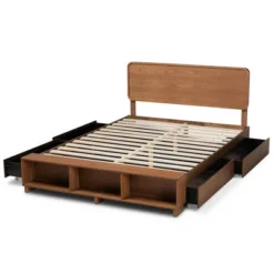 4 Drawer Vita Modern Transitional Wood Platform Storage Bed Walnut/Brown - Baxton Studio -Outlet Baxton Studio Store GUEST 7224c070 f5c0 421e be19 c7ae05d8a8e5