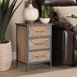 Laurel Wood 3 Drawer Nightstand Gray/Brown - Baxton Studio -Outlet Baxton Studio Store GUEST 7228ccdb 7a35 4499 a148 70e8ed30a3e7