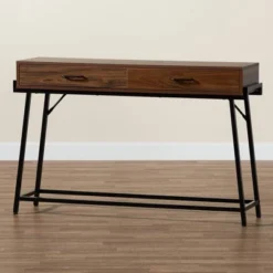 Eivor Wood And Metal 2 Drawer Console Table Walnut Brown/Black - Baxton Studio -Outlet Baxton Studio Store GUEST 72677d5f bcef 4368 b846 578ca8ecffd1